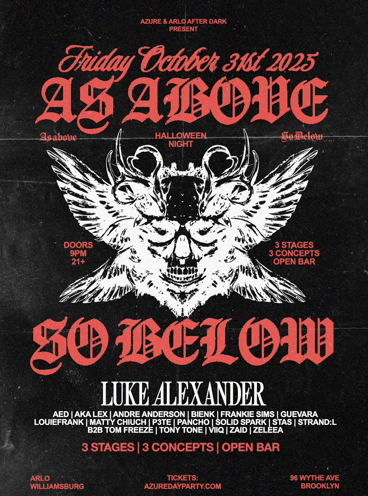 As Above So Below Halloween rave flyer in Brooklyn NYC